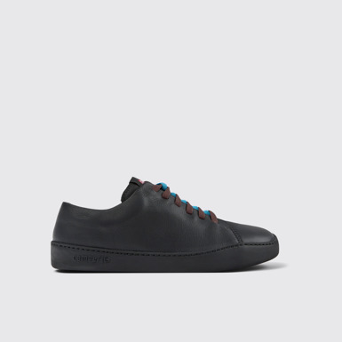 Side view of Twins Black leather sneakers for men