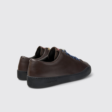 Back view of Twins Brown Leather Sneakers for Men.