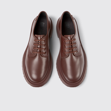 Overhead view of Walden Burgundy leather lace-up shoes for men