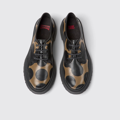 Overhead view of Twins Black and brown leather shoes for men