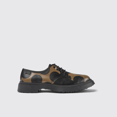 Side view of Twins Black and brown leather shoes for men