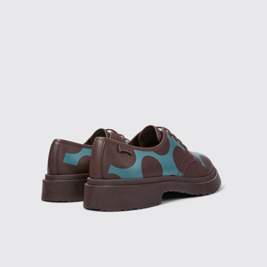 Back view of Twins Burgundy and blue leather shoes for men
