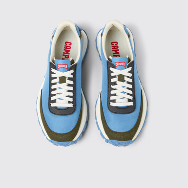 Overhead view of Drift Trail Blue textile and nubuck sneakers for men
