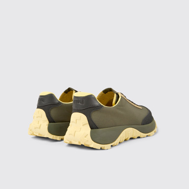 Back view of Drift Trail Green textile and nubuck sneakers for men