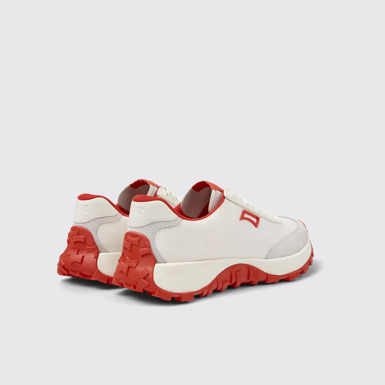 Back view of Drift Trail VIBRAM White Recycled PET and Nubuck Sneakers for Men.