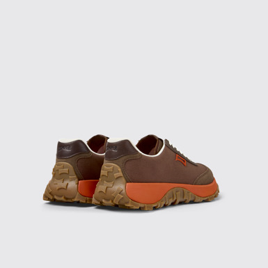 Back view of Drift Trail Brown Textile and Nubuk Sneakers for Men.