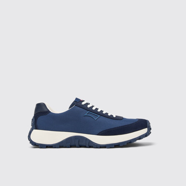 Side view of Drift Trail Blue Textile and Nubuck Sneakers for Men.