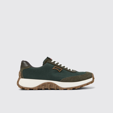 Side view of Drift Trail Green Textile and Nubuck Sneakers for Men.