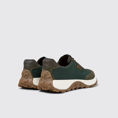 Back view of Drift Trail Green Textile and Nubuck Sneakers for Men.