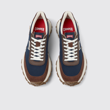 Overhead view of Drift Trail Blue Textile and Nubuck Sneakers for Men.