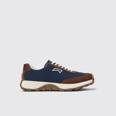 Side view of Drift Trail Blue Textile and Nubuck Sneakers for Men.