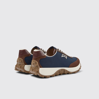Back view of Drift Trail Blue Textile and Nubuck Sneakers for Men.