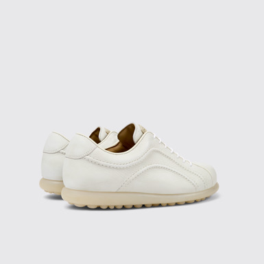 Back view of Pelotas White non-dyed leather sneakers for men