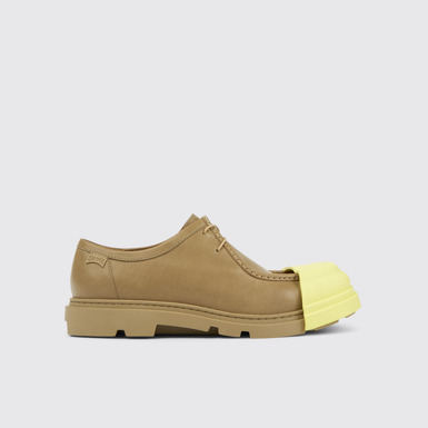 Side view of Junction Beige leather shoes for men