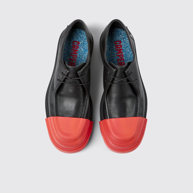 Overhead view of Junction Black leather shoes for men