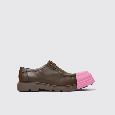 Side view of Junction Brown leather shoes for men