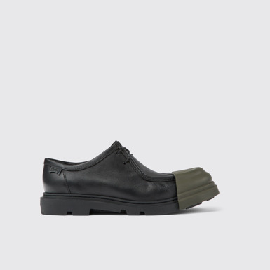 Side view of Junction Black responsibly raised leather shoes for men
