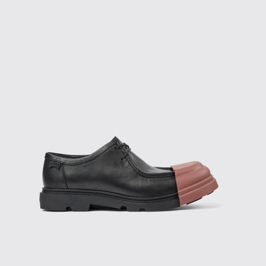 Side view of Junction Black Leather Wallabee for Men