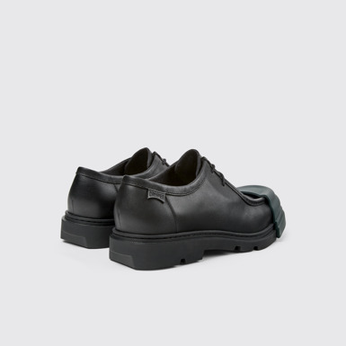 Back view of Junction Black leather shoes for men
