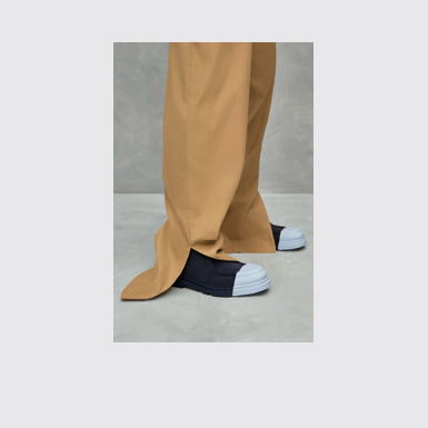 A model wearing Junction Blue nubuck shoes for men