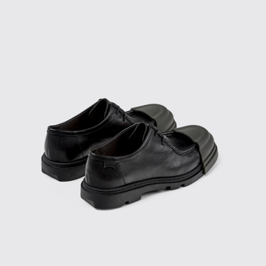 Back view of Junction Black Leather Men's Shoe.