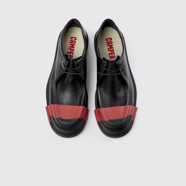 Overhead view of Junction Black Leather Shoes for Men.