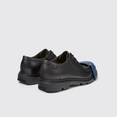 Back view of Junction Black Leather Shoes for Men.