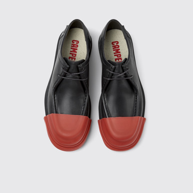 Overhead view of Junction Black Leather Shoes for Men.