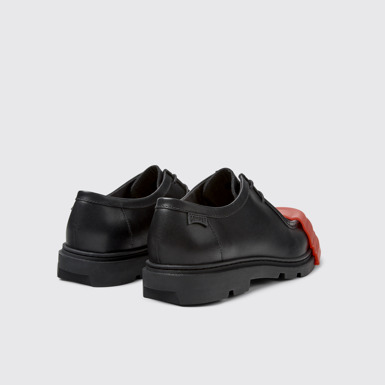 Back view of Junction Black Leather Shoes for Men.