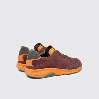 Back view of Drift Burgundy and orange textile sneakers for men