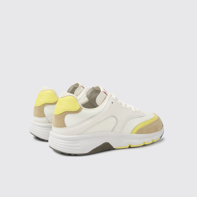 Back view of Twins White and beige leather sneakers for men