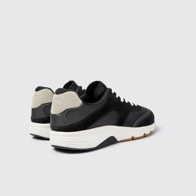 Back view of Drift Black and Gray Textile and Nubuck Sneakers for Men.