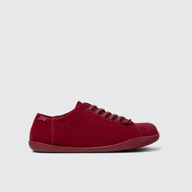 Side view of Peu Burgundy wool and viscose shoes for men
