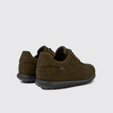 Back view of Pelotas Brown wool, viscose, and leather shoes for men