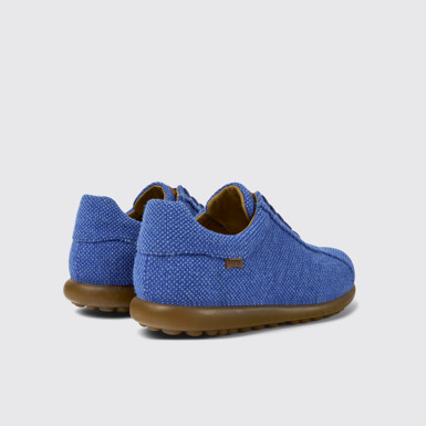 Back view of Pelotas Blue wool, viscose, and leather shoes for men