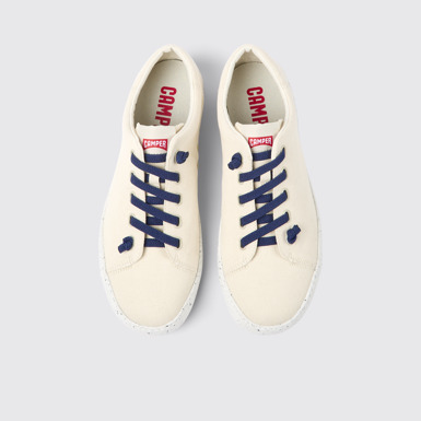 Overhead view of Peu Touring Beige textile sneakers for men