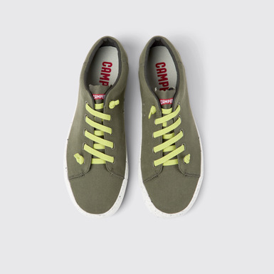 Overhead view of Peu Touring Green textile sneakers for men