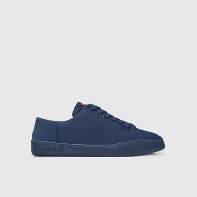 Side view of Peu Touring Blue Textile Sneaker for Men