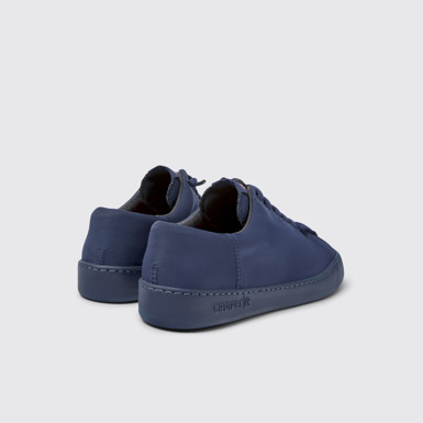 Back view of Peu Touring Blue Textile Sneaker for Men