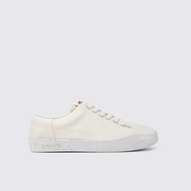 Side view of Peu Touring White Textile Sneaker for Men