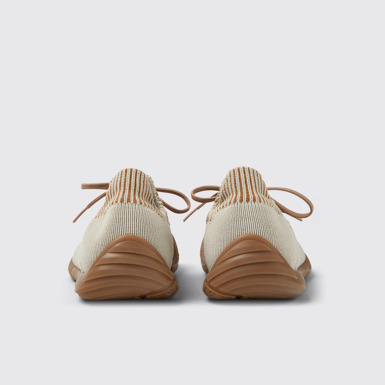 Back view of Path Gray and brown textile sneakers for men