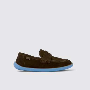 Side view of Wagon Brown nubuck shoes for men