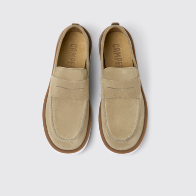 Overhead view of Wagon Beige nubuck shoes for men