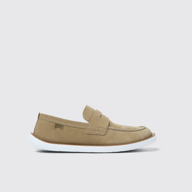 Side view of Wagon Beige nubuck shoes for men