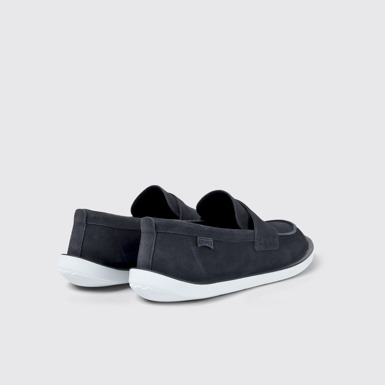 Back view of Wagon Blue Nubuck Moccasin for Men