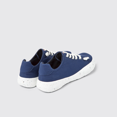 Back view of Peu Stadium Blue textile sneakers for men