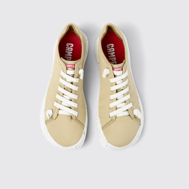 Overhead view of Peu Stadium Beige textile sneakers for men
