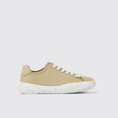Side view of Peu Stadium Beige textile sneakers for men