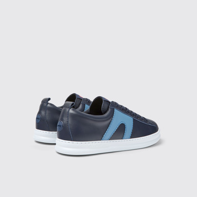 Back view of Runner Blue leather sneakers for men