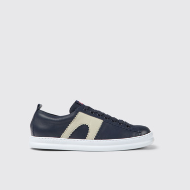 Side view of Runner Blue leather sneakers for men